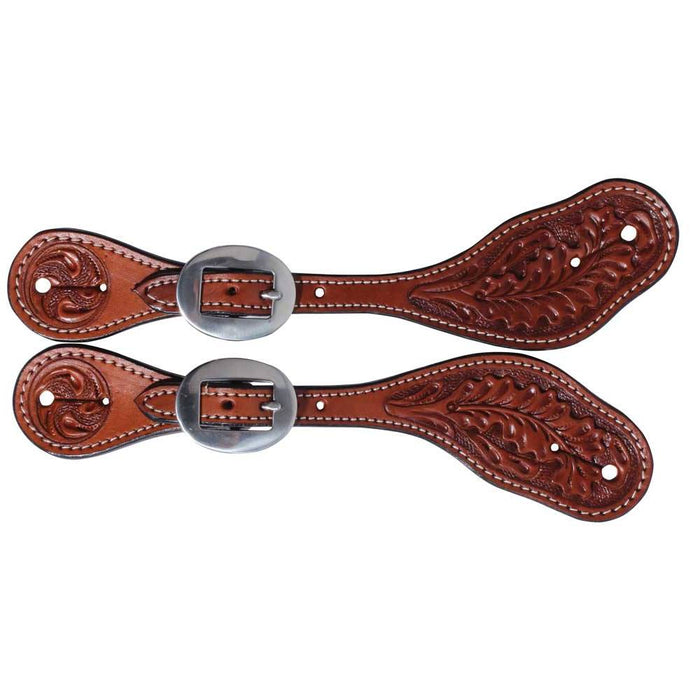 Professional's Choice Oak Tooled Ladies Stratford Spur Straps Tack - Spur Straps Professional's Choice   
