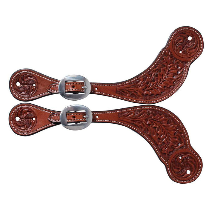 Professionals' Choice Men's Oak Tooled Pecos Spur Straps Tack - Spur Straps Professional's Choice   
