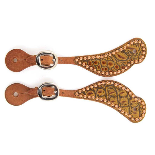Teskey's Gator Print Spur Straps Tack - Spur Straps Teskey's Copper  