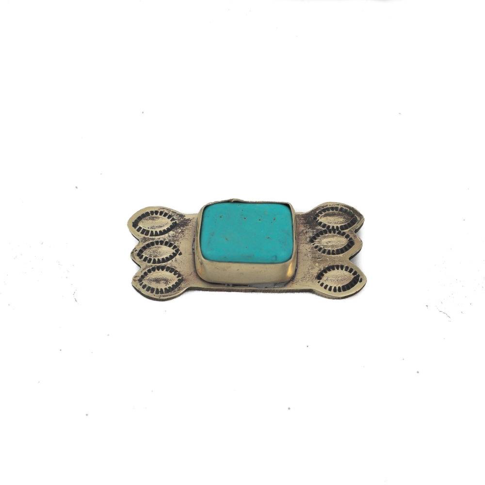 J. Alexander Tie Pin w/ Turquoise WOMEN - Accessories - Jewelry - Pins & Pendants J. ALEXANDER RUSTIC SILVER   