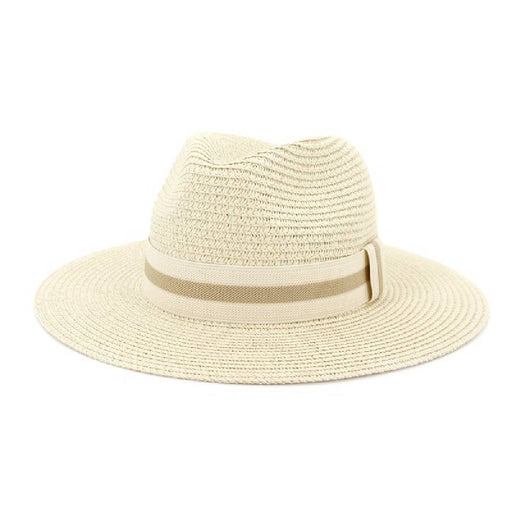 * Casual Summer Banding Straw Panama Hat - Beige HATS - CASUAL HATS Accity