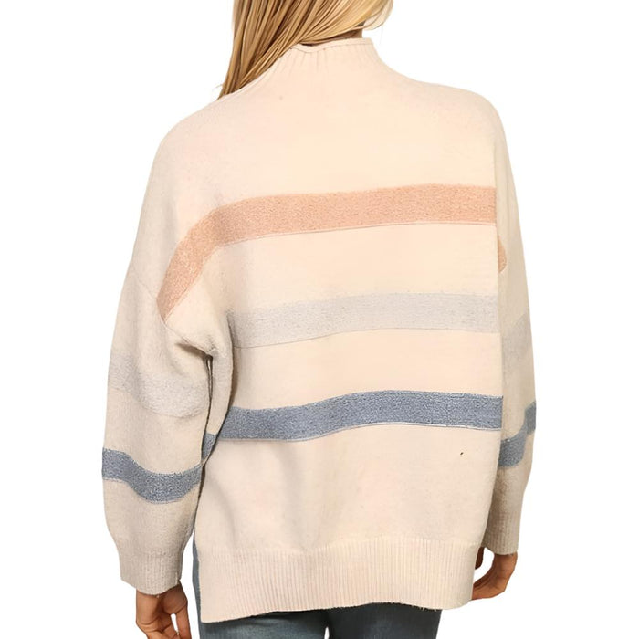 Stripe Mock Neck Sweater WOMEN - Clothing - Sweaters & Cardigans Lumiere   