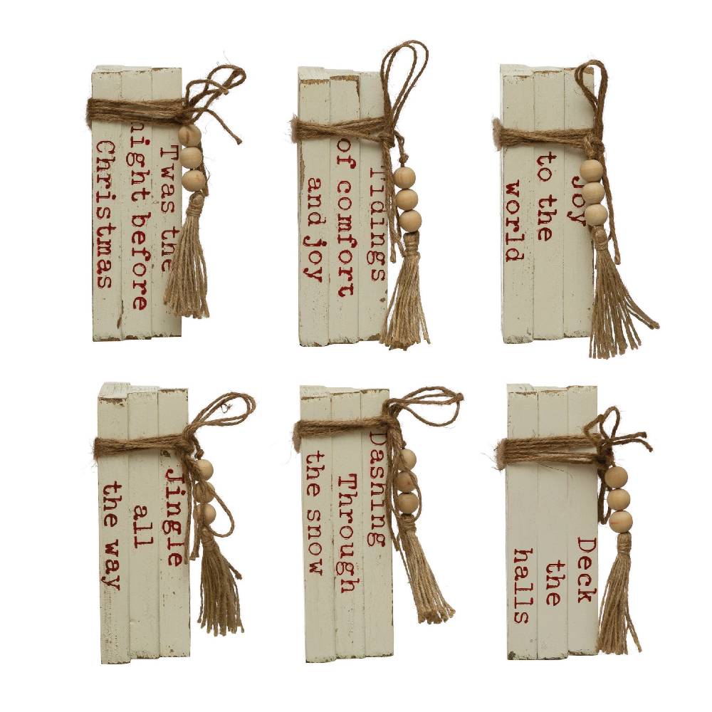 Faux Wood Block Books with Holiday Saying HOME & GIFTS - Home Decor - Seasonal Decor Creative Co-Op   