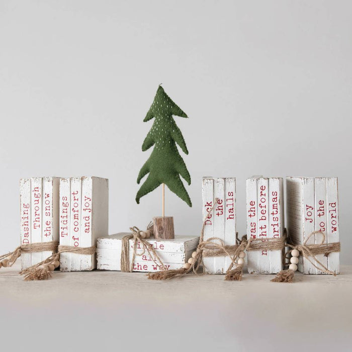 Faux Wood Block Books with Holiday Saying - FINAL SALE HOME & GIFTS - Home Decor - Seasonal Decor Creative Co-Op   