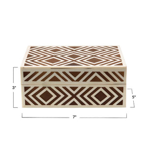 Resin Box with Lid and Pattern Inlay HOME & GIFTS - Home Decor - Decorative Accents Creative Co-Op   