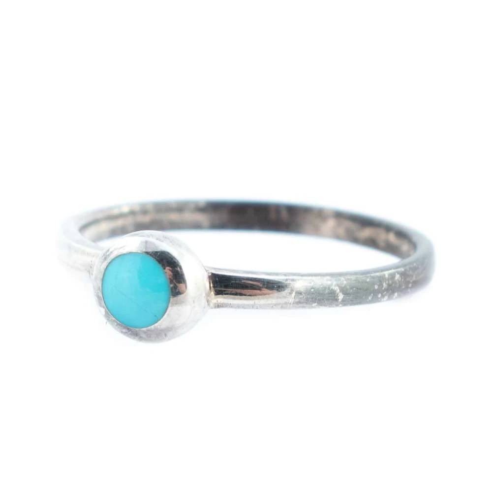 Dainty Turquoise Ring - Circle Stone WOMEN - Accessories - Jewelry - Rings Peyote Bird Designs   