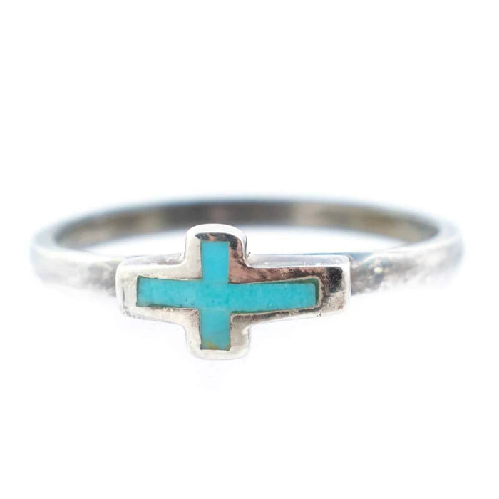 Dainty Turquoise Ring - Cross Stone WOMEN - Accessories - Jewelry - Rings Peyote Bird Designs   