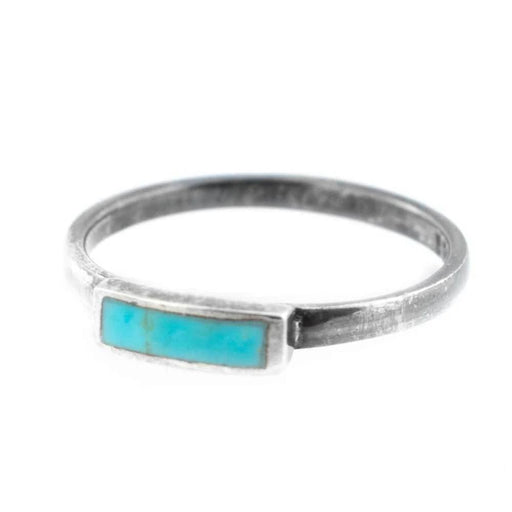 Dainty Turquoise Ring - Rectangle Stone WOMEN - Accessories - Jewelry - Rings Peyote Bird Designs   
