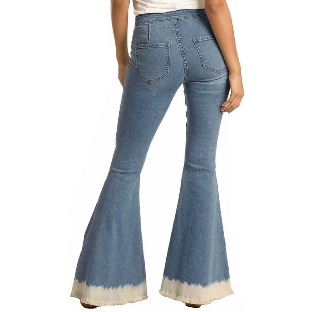Rock & Roll Denim Bleached Hem Flare Jean - FINAL SALE WOMEN - Clothing - Jeans Panhandle   