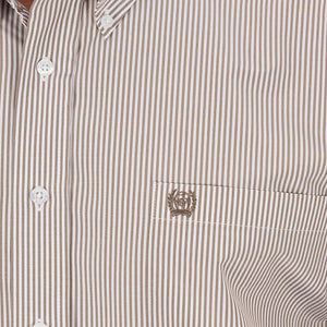 Cinch Stripe Khaki Button Down Shirt MEN - Clothing - Shirts - Long Sleeve Shirts Cinch   