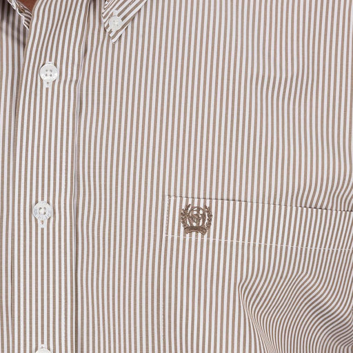 Cinch Men's Stripe Khaki Button Down Shirt MEN - Clothing - Shirts - Long Sleeve Cinch
