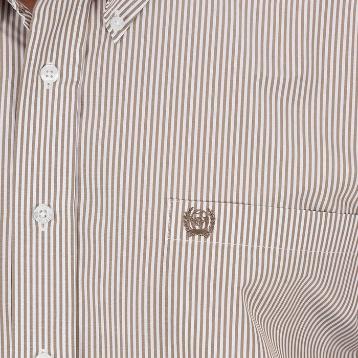 Cinch Men's Stripe Khaki Button Down Shirt MEN - Clothing - Shirts - Long Sleeve Cinch