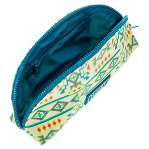 Hooey Small Make Up Bag - Cream/Teal Print ACCESSORIES - Luggage & Travel - Cosmetic Bags Hooey   