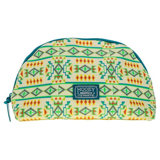 Hooey Large Make Up Bag - Cream/Teal Print ACCESSORIES - Luggage & Travel - Cosmetic Bags Hooey   