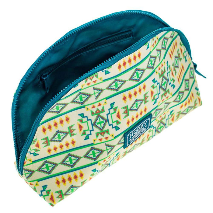 Hooey Large Make Up Bag - Cream/Teal Print ACCESSORIES - Luggage & Travel - Cosmetic Bags Hooey   
