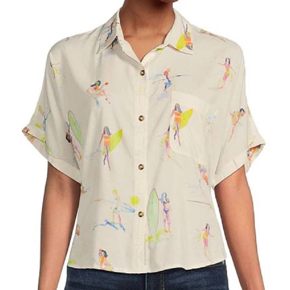 Lucky Brand Hawaiian Girl Print Shirt - Teskeys
