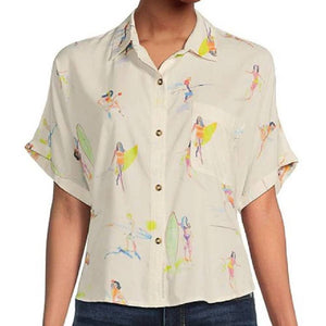 Lucky Brand Hawaiian Girl Print Shirt WOMEN - Clothing - Tops - Short Sleeved Lucky Brand Jeans   
