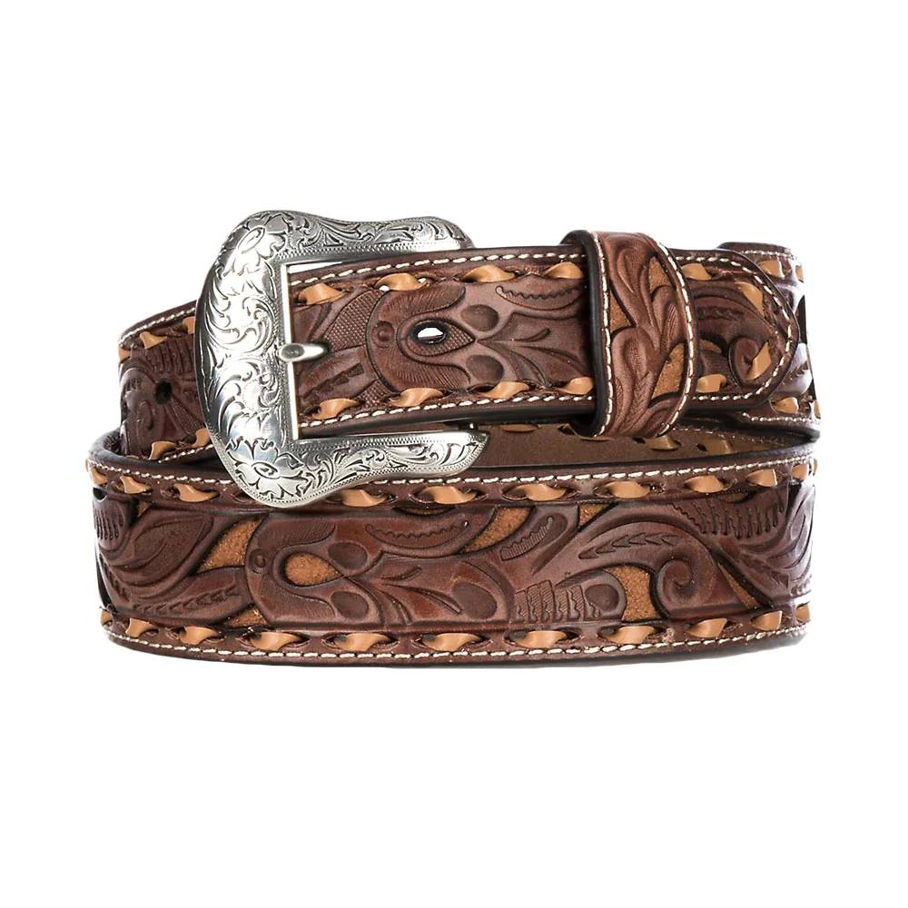 Nocona Embossed Floral Leather Belt MEN - Accessories - Belts & Suspenders Nocona   