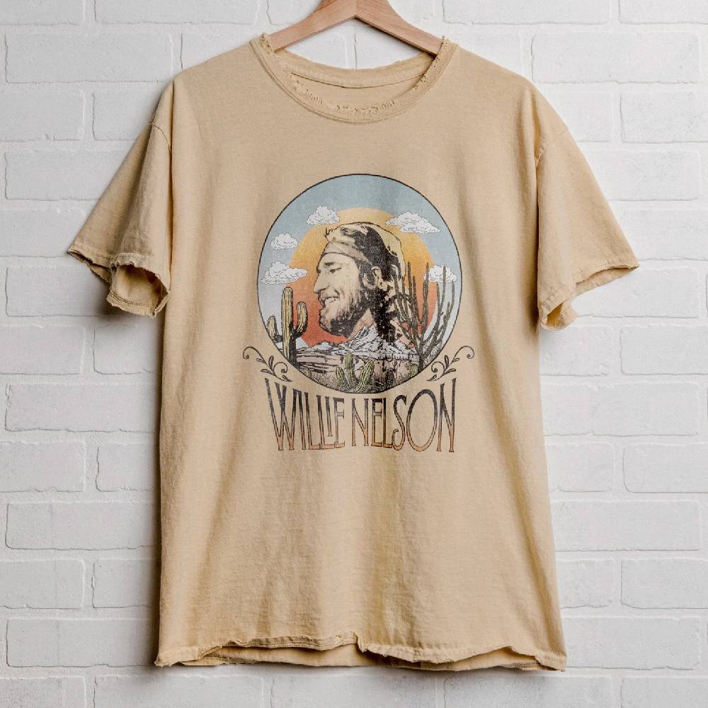 Yellow Willie Nelson in the Sky Tee WOMEN - Clothing - Tops - Short Sleeved Livy Lu + Liv Goods   