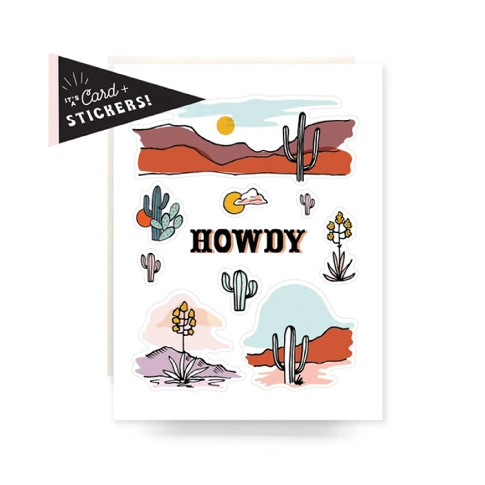Howdy Cactus Card & Sticker Sheet ACCESSORIES - Additional Accessories - Key Chains & Small Accessories Antiquaria   
