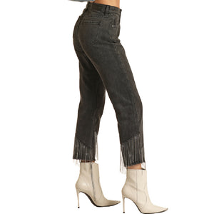 Rock & Roll Denim Cropped Fringe Charcoal - FINAL SALE* WOMEN - Clothing - Jeans Panhandle   