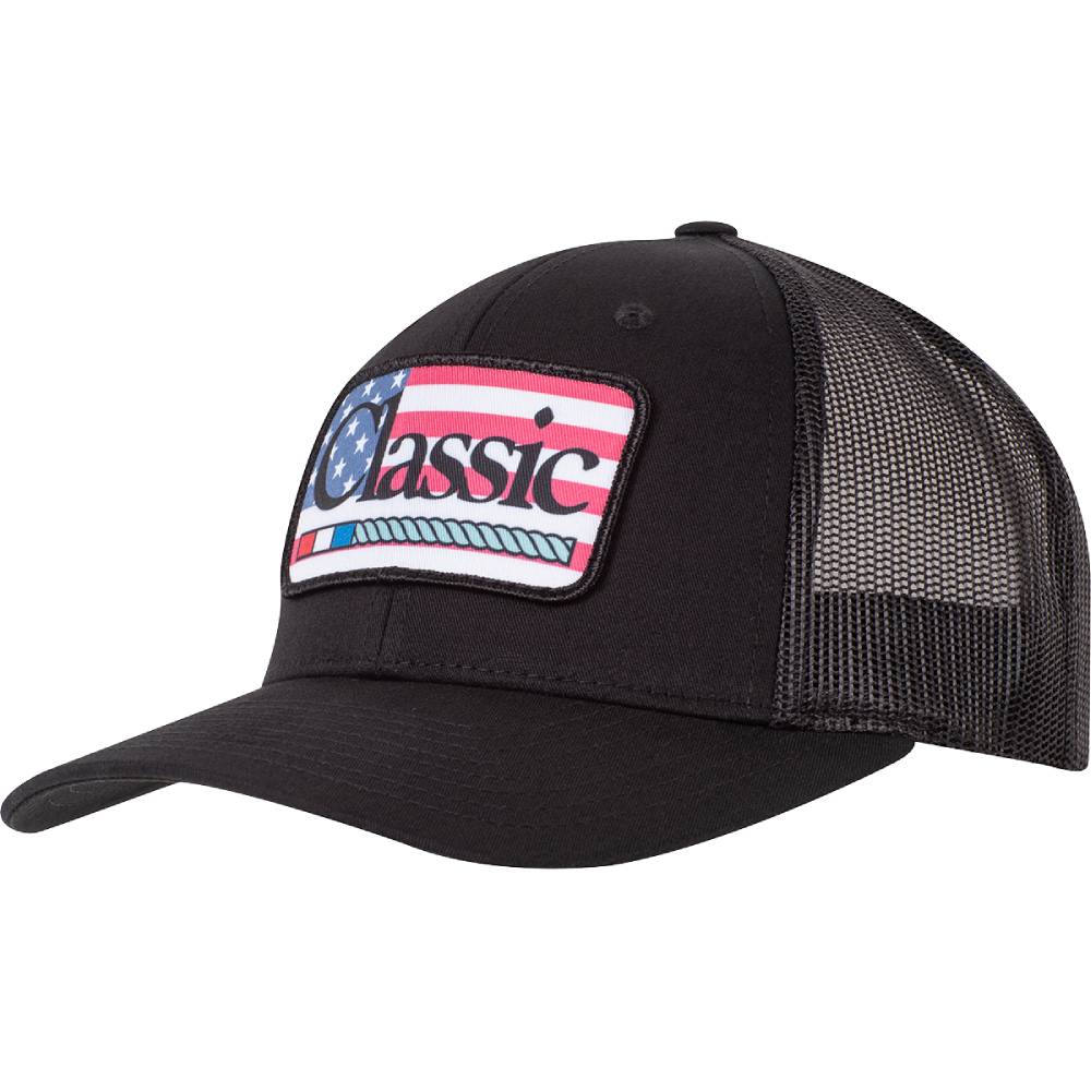 Classic Rope Cap with Flag Patch HATS - BASEBALL CAPS Classic Black  