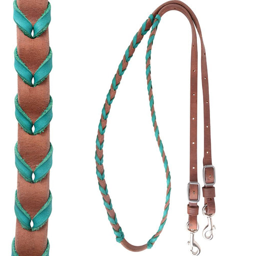 Martin Saddlery Laced Harness Barrel Rein Tack - Reins Martin Saddlery 3/4" Turquoise 