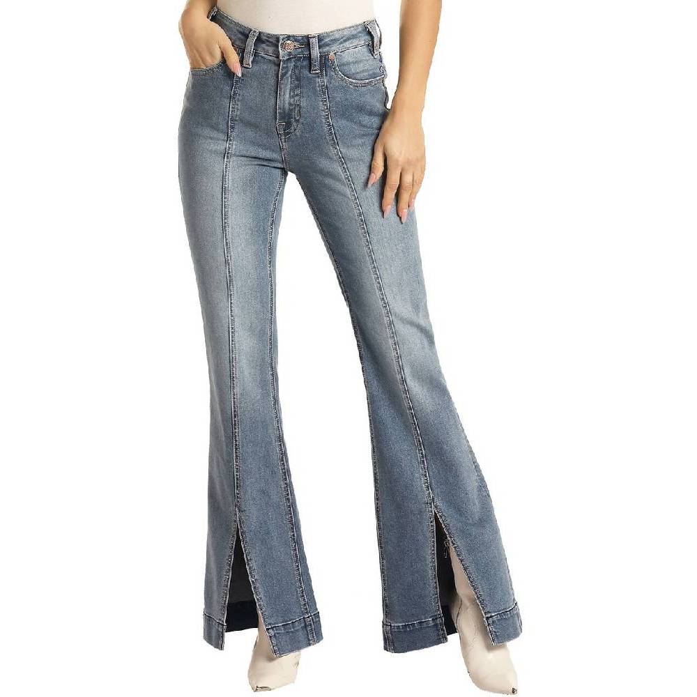 Rock & Roll Denim High Rise Split Trousers - FINAL SALE WOMEN - Clothing - Jeans Panhandle   