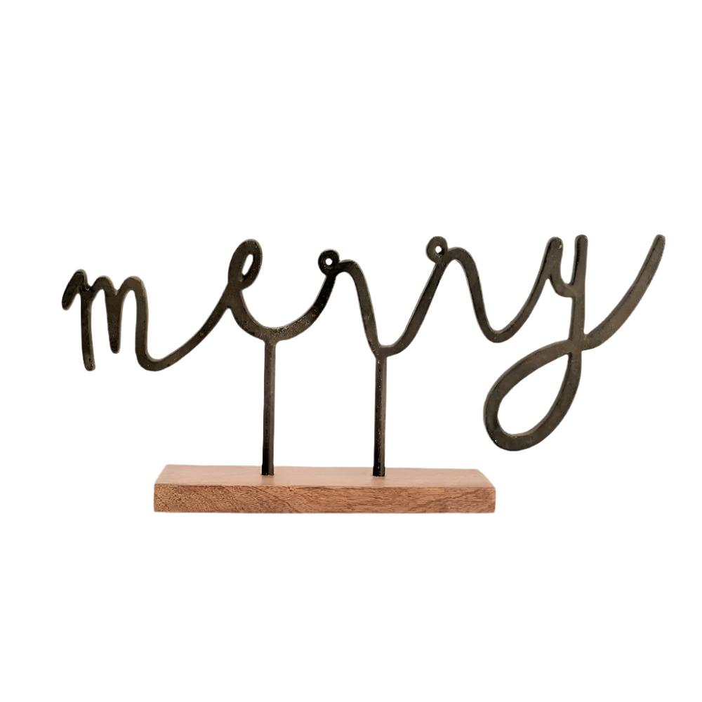 Mud Pie "Merry" Cast Iron Sentiment Sitter HOME & GIFTS - Home Decor - Seasonal Decor Mud Pie   