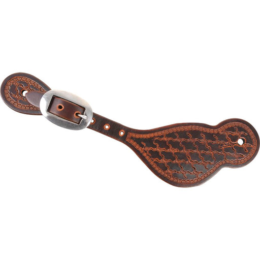 Martin Saddlery Tombstone Spur Straps Tack - Spur Straps Martin Saddlery Natural with Antiquing Twisted Wire  
