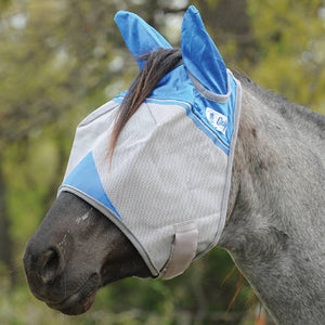 Cashel Military Support Blue Crusader Fly Mask Equine - Fly & Insect Control Cashel Yearling Ear 