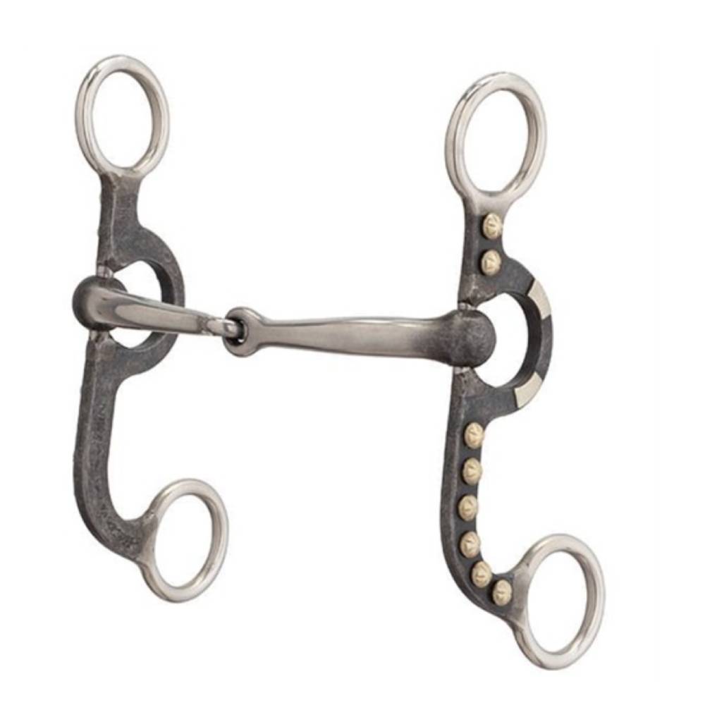 Weaver 4-5/8" Pony Bit, 2-Piece Snaffle Mouth, Buffed Black Tack - Pony Tack Weaver Leather   