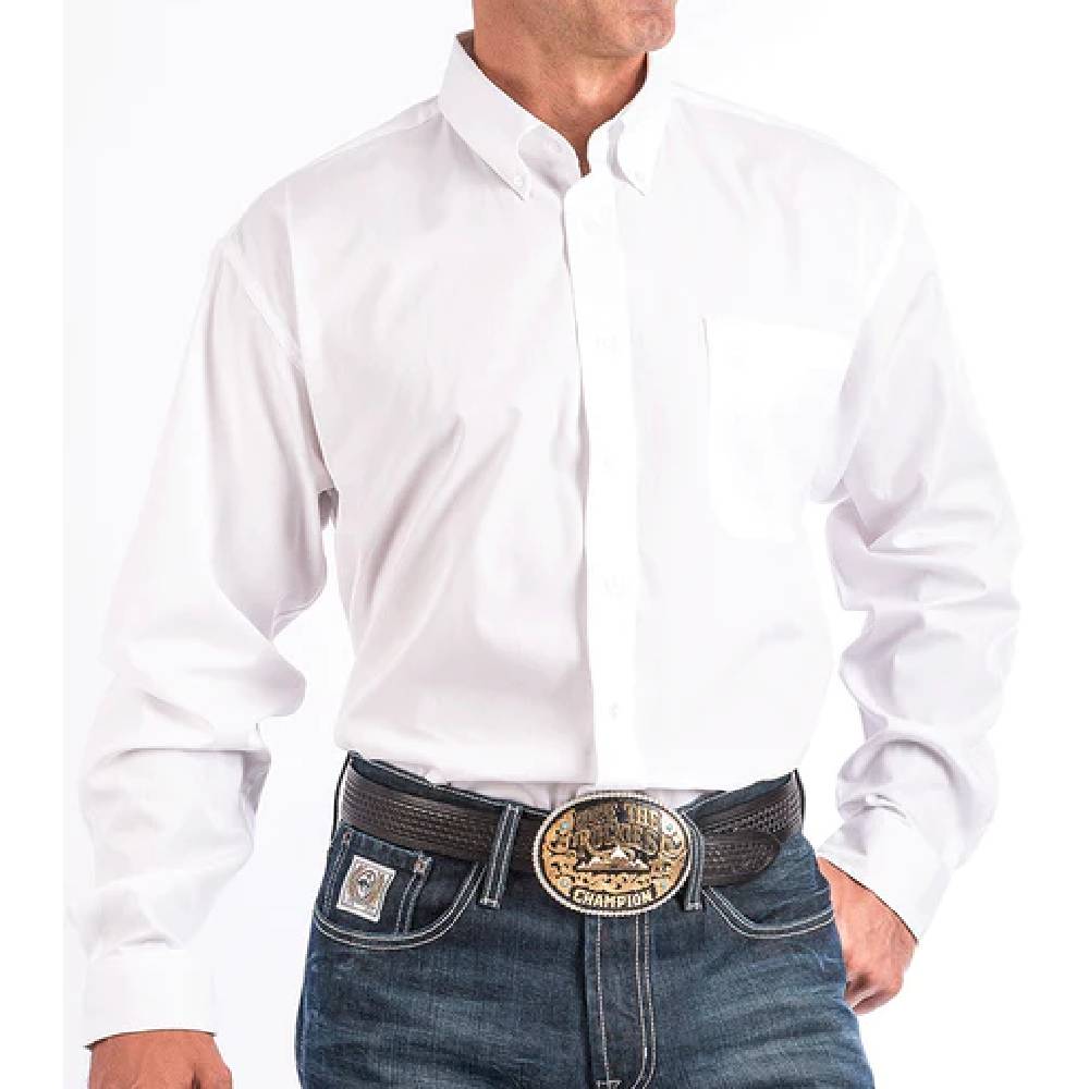 Cinch Men's Solid White Button Shirt MEN - Clothing - Shirts - Long Sleeve Shirts Cinch   