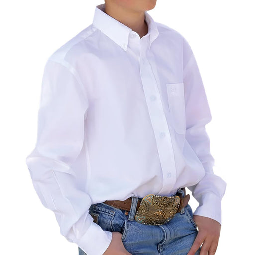 Cinch Boy's Solid White Button Shirt KIDS - Boys - Clothing - Shirts - Long Sleeve Shirts Cinch   