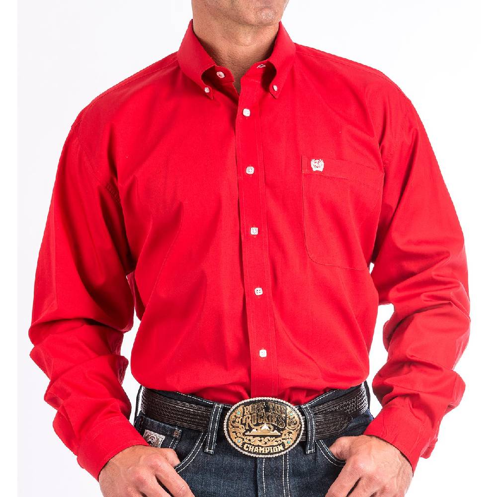 Cinch Men's Solid Red Button Shirt MEN - Clothing - Shirts - Long Sleeve Shirts Cinch   