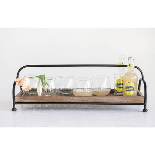 Wood Tray Metal Stand HOME & GIFTS - Home Decor - Decorative Accents Creative Co-Op   
