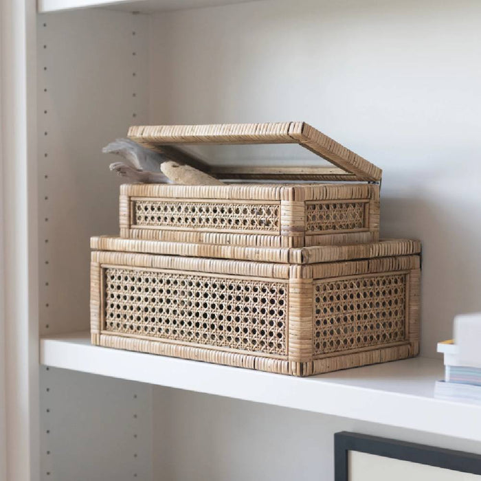Rattan Wood Box w/ Glass Lid HOME & GIFTS - Home Decor - Decorative Accents Creative Co-Op   