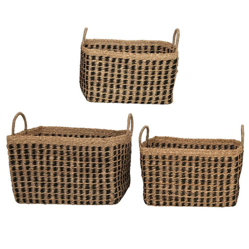 Hand Woven Sea Grass Basket Stripes HOME & GIFTS - Home Decor - Decorative Accents Creative Co-Op   