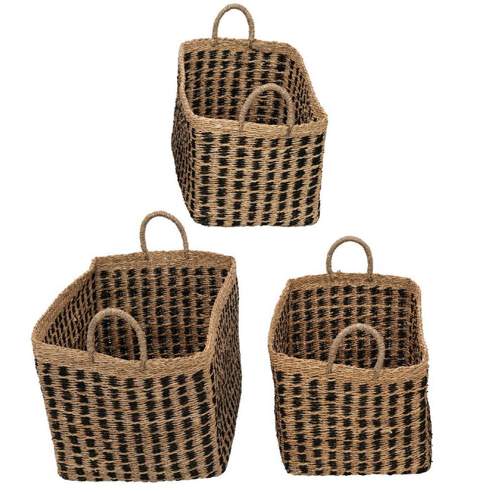 Hand Woven Sea Grass Basket Stripes HOME & GIFTS - Home Decor - Decorative Accents Creative Co-Op   