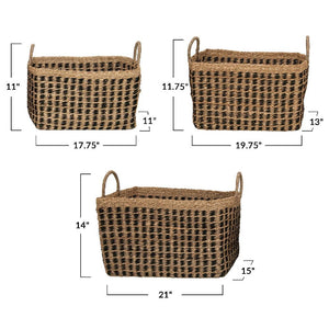 Hand Woven Sea Grass Basket Stripes Home & Gifts - Home Decor - Decorative Accents Creative Co-Op   