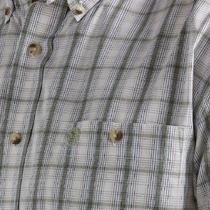 Wrangler Men's George Strait Plaid Shirt - White/Olive MEN - Clothing - Shirts - Long Sleeve Shirts Wrangler   