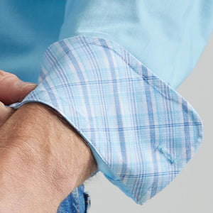 Wrangler Men's George Strait Solid Blue Shirt MEN - Clothing - Shirts - Long Sleeve Shirts Wrangler   