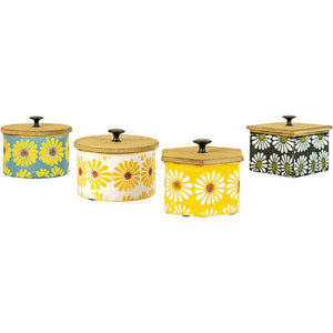 Kalalou Painted Floral Wood/Metal Canister HOME & GIFTS - Tabletop + Kitchen - Kitchen Decor KALALOU   