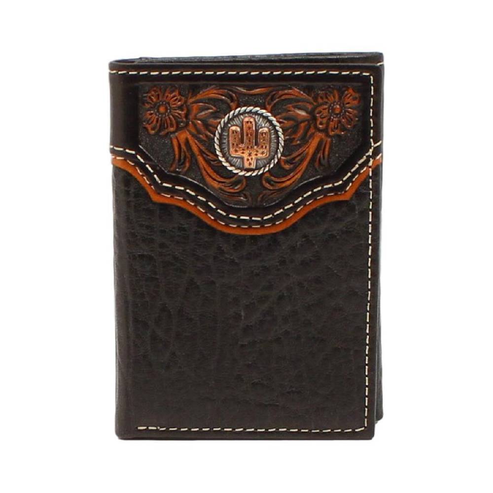 Nocona Floral Embossed Cactus Concho Tri-Fold Wallet MEN - Accessories - Wallets & Money Clips M&F Western Products   
