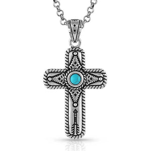 Montana Silversmiths Faith on Point Turquoise Cross Necklace WOMEN - Accessories - Jewelry - Necklaces Montana Silversmiths   