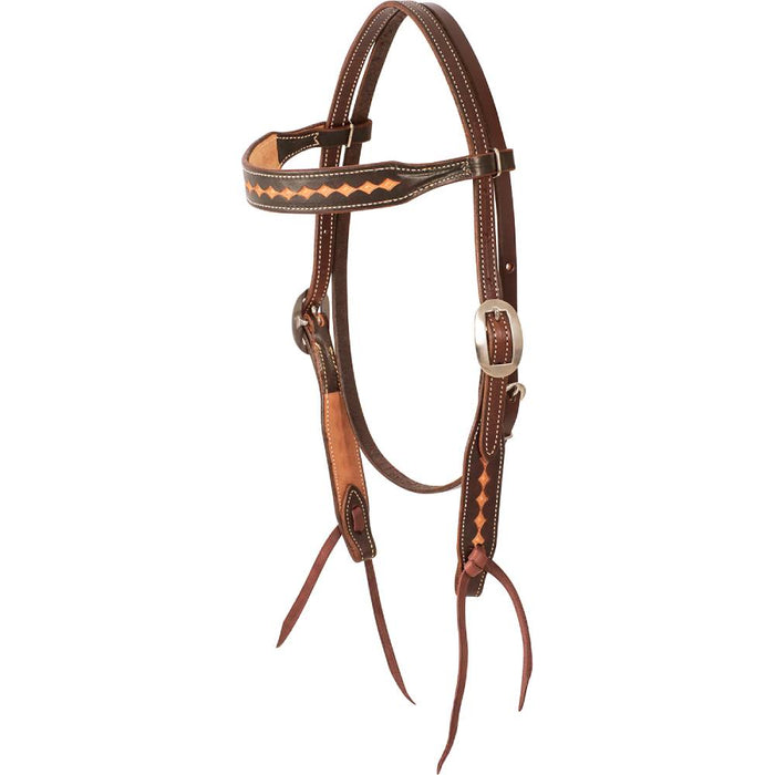 Martin Saddlery Dark Framed Diamond Stamped Browband Headstall Tack - Headstalls Martin Saddlery   