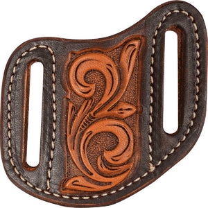 Martin Saddlery Angled Knife Scabbard Knives - Knife Accessories Martin Saddlery Small Natural Floral Tooling w/ Dyed Edges 
