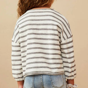 Hayden Girl's Textured Striped Cropped Knit Top - FINAL SALE KIDS - Girls - Clothing - Tops - Long Sleeve Tops Hayden Los Angeles   