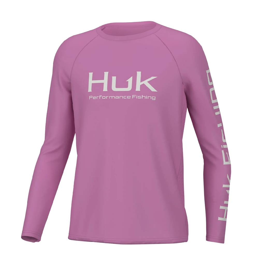 Huk Youth Pursuit Solid Long Sleeve Shirt - Sunwashed Red - YM Each