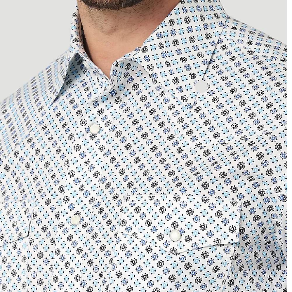 Wrangler 20X Competition Advanced Comfort Blue Fleur Shirt MEN - Clothing - Shirts - Short Sleeve Shirts Wrangler   